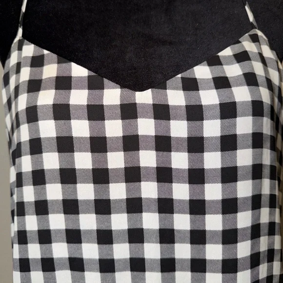 Princess Vera Wang Size L Black White Floral Gingham Dress Spaghetti Strap - Picture 3 of 7